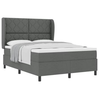 Boxspringbett mit Kopfteil Dunkelgrau 140 x 200 cm Stoff