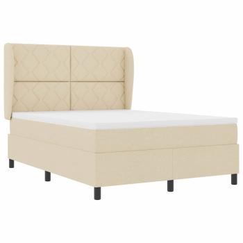Boxspringbett mit Kopfteil Creme 160 x 200 cm Stoff
