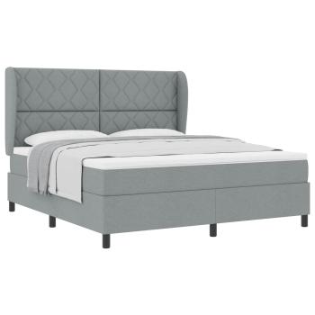 Boxspringbett mit Kopfteil Hellgrau 180 x 200 cm Stoff