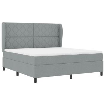 Boxspringbett mit Kopfteil Hellgrau 180 x 200 cm Stoff