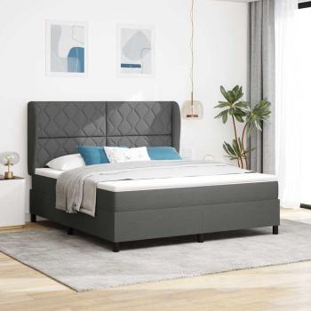 ARDEBO.de - Boxspringbett mit Kopfteil Dunkelgrau 180 x 200 cm Stoff
