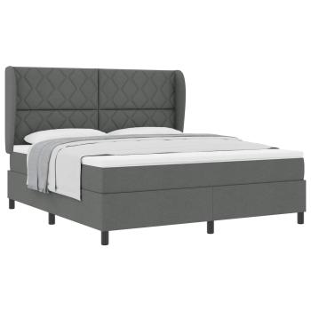 Boxspringbett mit Kopfteil Dunkelgrau 180 x 200 cm Stoff