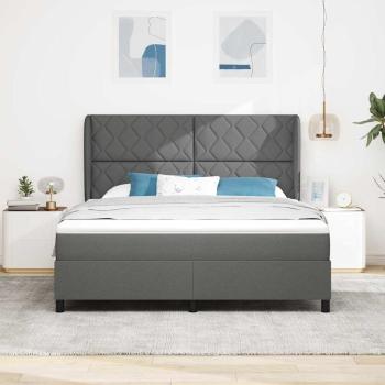 Boxspringbett mit Kopfteil Dunkelgrau 180 x 200 cm Stoff