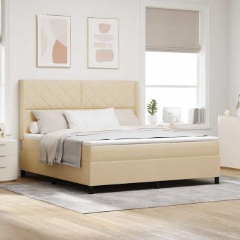 ARDEBO.de - Boxspringbett mit Kopfteil Creme 180 x 200 cm Stoff