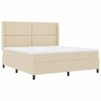 Boxspringbett mit Kopfteil Creme 180 x 200 cm Stoff
