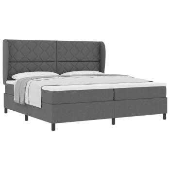 Boxspringbett mit Kopfteil Dunkelgrau 200 x 200 cm Stoff