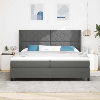 Boxspringbett mit Kopfteil Dunkelgrau 200 x 200 cm Stoff
