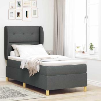 ARDEBO.de - Boxspringbett mit Kopfteil Dunkelgrau 200 x 90 cm Stoff