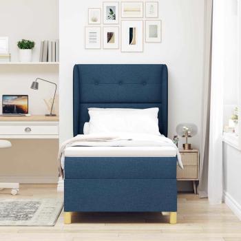 Boxspringbett mit Kopfteil Blau 200 x 90 cm Stoff