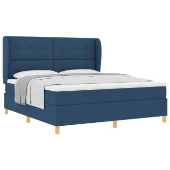 Boxspringbett mit Kopfteil Blau 200 x 180 cm Stoff