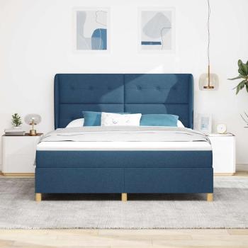 Boxspringbett mit Kopfteil Blau 200 x 180 cm Stoff