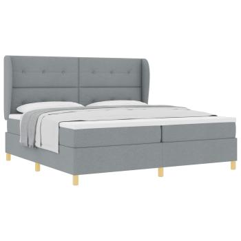 Boxspringbett mit Kopfteil Hellgrau 200 x 200 cm Stoff