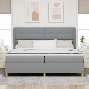 Boxspringbett mit Kopfteil Hellgrau 200 x 200 cm Stoff
