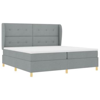 Boxspringbett mit Kopfteil Hellgrau 200 x 200 cm Stoff