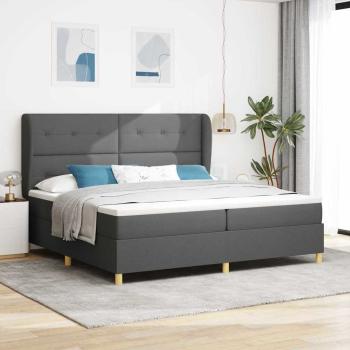 ARDEBO.de - Boxspringbett mit Kopfteil Dunkelgrau 200 x 200 cm Stoff