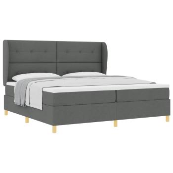 Boxspringbett mit Kopfteil Dunkelgrau 200 x 200 cm Stoff
