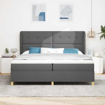 Boxspringbett mit Kopfteil Dunkelgrau 200 x 200 cm Stoff