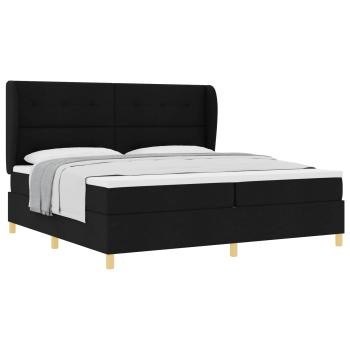 Boxspringbett mit Kopfteil Schwarz 200 x 200 cm Stoff