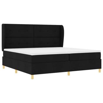 Boxspringbett mit Kopfteil Schwarz 200 x 200 cm Stoff