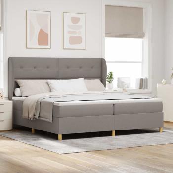 ARDEBO.de - Boxspringbett mit Kopfteil Taupe 200 x 200 cm Stoff