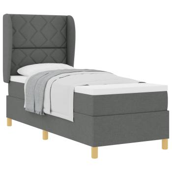 Boxspringbett mit Kopfteil Dunkelgrau 200 x 80 cm Stoff