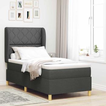 ARDEBO.de - Boxspringbett mit Kopfteil Dunkelgrau 190 x 90 cm Stoff