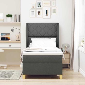 Boxspringbett mit Kopfteil Dunkelgrau 190 x 90 cm Stoff