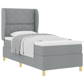 Boxspringbett mit Kopfteil Hellgrau 200 x 90 cm Stoff