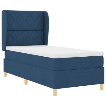 Boxspringbett mit Kopfteil Blau 200 x 90 cm Stoff