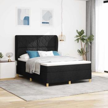 ARDEBO.de - Boxspringbett mit Kopfteil Schwarz 190 x 140 cm Stoff