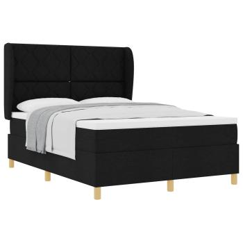 Boxspringbett mit Kopfteil Schwarz 190 x 140 cm Stoff