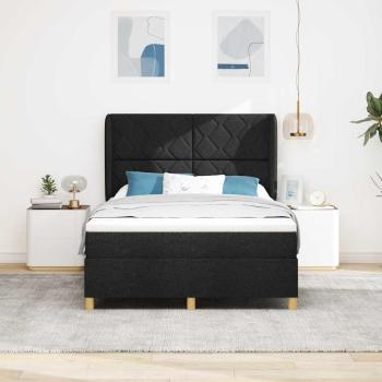 Boxspringbett mit Kopfteil Schwarz 190 x 140 cm Stoff