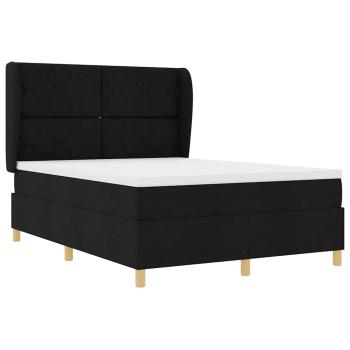 Boxspringbett mit Kopfteil Schwarz 190 x 140 cm Stoff