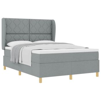 Boxspringbett mit Kopfteil Hellgrau 200 x 160 cm Stoff