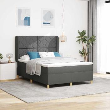 ARDEBO.de - Boxspringbett mit Kopfteil Dunkelgrau 200 x 160 cm Stoff