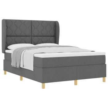 Boxspringbett mit Kopfteil Dunkelgrau 200 x 160 cm Stoff