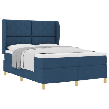 Boxspringbett mit Kopfteil Blau 200 x 160 cm Stoff