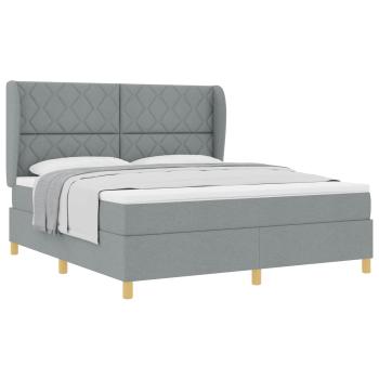Boxspringbett mit Kopfteil Hellgrau 200 x 180 cm Stoff