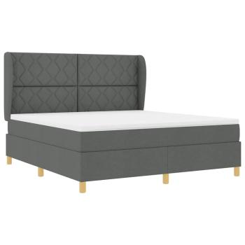 Boxspringbett mit Kopfteil Dunkelgrau 200 x 180 cm Stoff