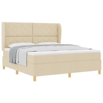 Boxspringbett mit Kopfteil Creme 200 x 180 cm Stoff