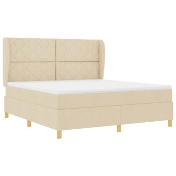 Boxspringbett mit Kopfteil Creme 200 x 180 cm Stoff