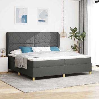 ARDEBO.de - Boxspringbett mit Kopfteil Dunkelgrau 200 x 200 cm Stoff