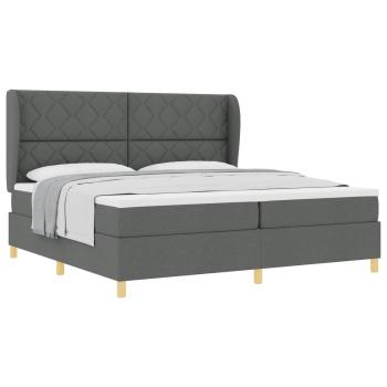 Boxspringbett mit Kopfteil Dunkelgrau 200 x 200 cm Stoff