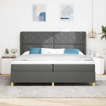Boxspringbett mit Kopfteil Dunkelgrau 200 x 200 cm Stoff