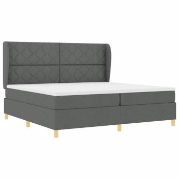 Boxspringbett mit Kopfteil Dunkelgrau 200 x 200 cm Stoff