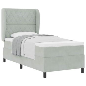 Boxspringbett mit Matratze Hellgrau 200 x 90 cm Samt