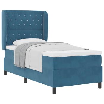 Boxspringbett mit Kopfteil Dunkelblau 200 x 90 cm Samt