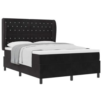 Boxspringbett mit Matratze Schwarz 190 x 140 cm Samt