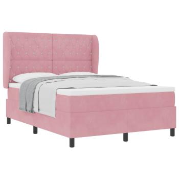 Boxspringbett mit Kopfteil Rosa 190 x 140 cm Samt