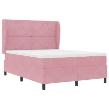 Boxspringbett mit Kopfteil Rosa 190 x 140 cm Samt